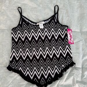 So Nikki - black and white chevron cami/tank - Size: Girls 14